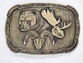 Alaska State Vintage Brass Belt Buckle "The Great Land" Moose Bear Ram - $14.99 Alaska State Vintage Brass Belt Buckle "The Great Land" Moose Bear Ram - $14.99