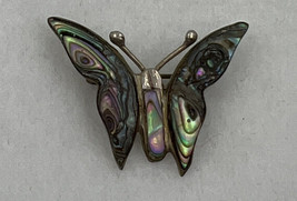 Vintage Sterling Silver 925 Abalone Inlay Butterfly Brooch Marked - £23.36 GBP