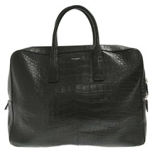 Saint Laurent Paris Crocodile Embossed Leather Briefcase Black Bag - £1,178.74 GBP