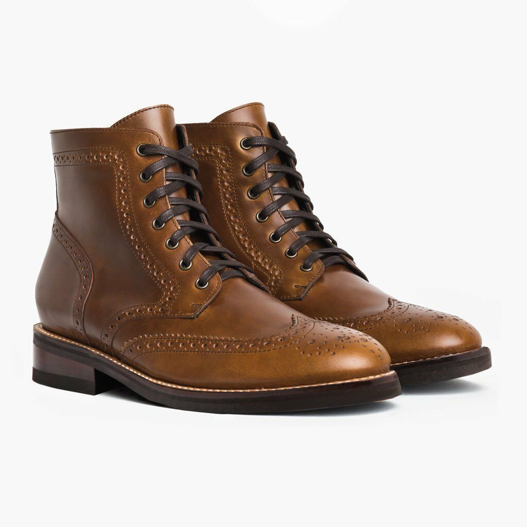 Men's Hand Made Wing Tip Brogues Toe High Ankle Genuine Leather Boots US 7-16