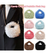 Mini Faux Fur Handbag Chain Small Fluffy Zip Shoulder Bag Y2K Candy Colo... - £11.39 GBP