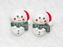 Xmas In July!! 3D Snowman Pierced Holiday Earrings 1&quot; Reducded!! - £6.12 GBP