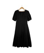 Madewell Dress Womens 6 Black Midi Textured Short Sleeve V Neck Whimsigoth - $1,108.13 MXN