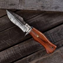 10” EDC Handmade Damascus Steel Fixed blade Hunting Bowie knife wood handle - $35.59