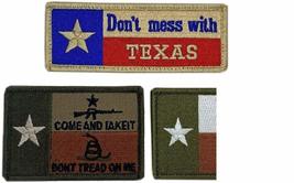 Texas State Flag Don&#39;t Mess with Patch [3PC Bundle -Hook Fastener] - £9.73 GBP