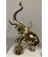 18-inch Polished Brass Elephant African Elephant Vintage &quot;Trunks Up&quot; Goo... - £62.71 GBP