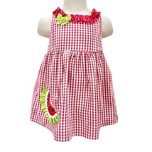 Emily Rose Infant 2-Piece Dress Set Size 18m Red White Gingham Watermelon Button - £10.95 GBP