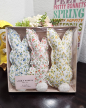 Laura Ashley Easter Bunny Rabbits With 3D Tail Bowl Basket Tabletop Deco... - $27.99