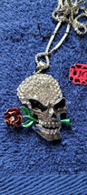 New Betsey Johnson Necklace Skull Red Rose Halloween Collectible Decorative Nice - £11.84 GBP