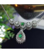 Natural Untreated A-Grade Icy White Apple Green Jadeite V-Neck Necklace ... - $400.60