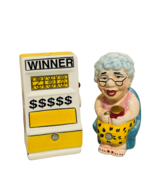 Salt Pepper Shakers vtg figurines decor gift Grandma casino slot machine... - £23.69 GBP