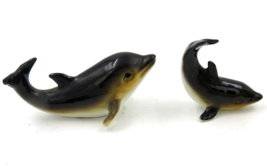 VTG Bone China Miniature Dolphin Family of 2 Figurines Japan - $12.82