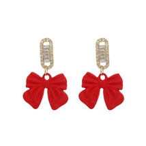 Red Acrylic &amp; Cubic Zirconia Bow Baguette-Cut Drop Earrings - £2.39 GBP