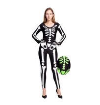 Spooktacular Creations Glow In The Dark Halloween Skeleton Bodysuit &amp; Gl... - £13.24 GBP