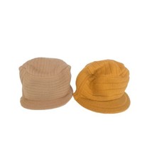 Lot Of 2 Flat Top Unisex Cadet Winter Knit Flat Visor  Ribbed Curved Bill Hats - £7.47 GBP