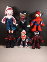 Marvel Spiderman Complete Set of 6 Super Hero Venom 6” Plush Keychain Push Clips - £38.22 GBP