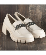 MADDEN GIRL Womens Beige Chain 1&quot; Platform Hoxtonn Slip On Heeled Loafer... - $54.10 CAD