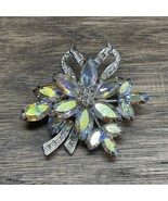 Vintage Weiss Rhinestone Aurora Borealis Silver Tone Brooch Pin Estate K... - $74.61 CAD