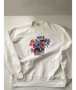 Womens Vtg Fruit Of The Loom USA Sweatshirt Size Large Flowers Floral- R... - $36.48