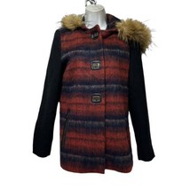 anthropologie elevenses Plaid Wool elevenson Hooded Fur Trim jacket Size S - £42.95 GBP