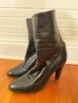 Prada Black Leather Platform Zip-Up High Heel Ankle Bootie EU 38.5 US 8 - £63.36 GBP