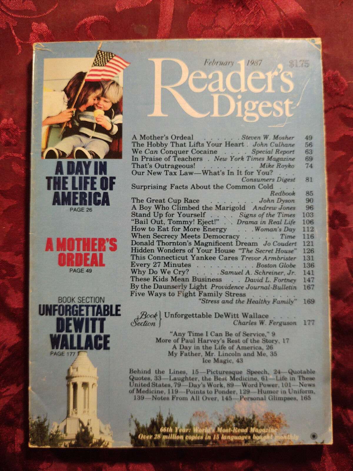 Primary image for Readers Digest February 1987 Cocaine DeWitt Wallace Charles W. Ferguson Birding