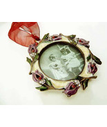 3 Round Enameled Rhinestone Gift Picture Frames Flower Surround Glass Cr... - £34.98 GBP