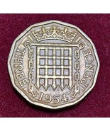 1954 Great Britain Three Pence Coin  UK Elizabeth ii coins - BIRTHDAY CO... - $24.16 CAD