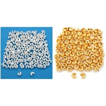 Real Plated Crimp Covers Beading 144 Silver foring 3mm 100 Golding 4mm New Kit - £9.83 GBP