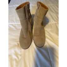 Lucky Brand Suede Ankle Boots Women’s Size 9 Beige Zip Leather Lining - $29.70