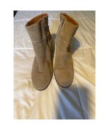 Lucky Brand Suede Ankle Boots Women’s Size 9 Beige Zip Leather Lining - $550.83 MXN