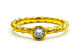 Nataliya V Collister Petite Gold Tone CZ Ring Size 7 - £20.33 GBP