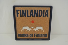 Finlandia Vodka of Finland Framed Corkboard Serving Tray Elk Logo 10.25 x 10.25&quot; - £19.02 GBP