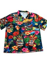 Mislook Men&#39;s Hawaiian TIKI HEAD Shirt Size 3x Button Down Bright Colors NEW - £24.01 GBP
