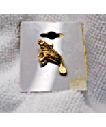 Vintage Florida Manatee Sea Cow Gold Tone Lapel Hat Pin Made in USA - £4.62 GBP