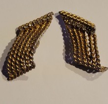 Hattie Carnegie Scroll Shape Twist Rope Rhinestone Earrings Signed Rare Vintage - £95.12 GBP