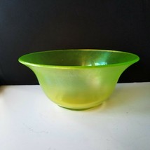 Fenton Lime Green Stretch Vaseline Glass Center Bowl 1920s Flared Rim an... - $23.95