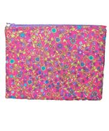 Handmade Cosmetic Bag Notions Pouch Pencil Bag Dark Pink Floral Zipper  - $201.78 MXN