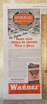 Vintage Print Ad Wagner Lockheed Hydraulic Brake Fluid No.21 13.5&quot; x 5.25&quot; - £7.75 GBP