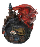 Medieval Red Dragon On Castle Tower Decorative Ashtray Or Key Coin Dish ... - $550.21 MXN