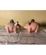 CLAY ART SALT &amp; PEPPER Shaker set  Piggy Bank Pink Pig w/ coins Vintage - €14,49 EUR