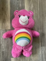 Care Bears Cheer Bear Pink Rainbow 21&quot; Large Plush 2016 Just Play Stuffed Animal - £7.72 GBP