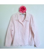 Coldwater Creek Pale Pink Embroidered Eyelet Jacket XXL Cotton Scallop H... - €25,86 EUR
