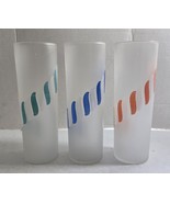 3 Vintage MC Libbey Frosted Striped Tom Collins Drinking Glasses - $546.53 MXN
