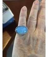 Gabriel &amp; Co 925 Silver Oval Rock Crystal &amp; Turquoise Ring Sapphires Size 5 - $75.00