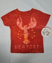 Lizzy Loo 12 Months 100% Cotton Hand Batiked LOBSTER NEWPORT T-Shirt Red Seafood - £15.81 GBP