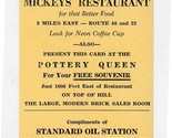 Mickey&#39;s Restaurant Pottery Queen Standard Oil Station Ad Card Zanesvill... - $15.84