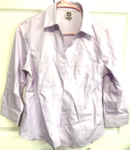 Anne Klein Fitted Lilac Purple S Button Down Solid 3/4 Sleeve Shirt Top ... - $11.88
