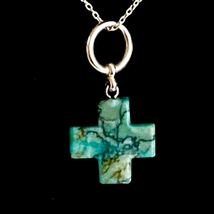 AQH Sterling Silver &amp; Turquoise Cross Necklace - £35.41 GBP
