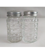 Vintage Anchor Hocking Clear Cut Glass Waffle Pattern Salt &amp; Pepper Shakers - $16.23 CAD
